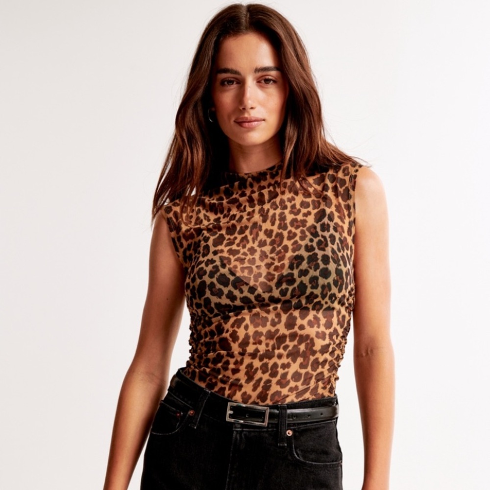 Abercrombie & Fitch Cheetah Mesh Top - Size Small